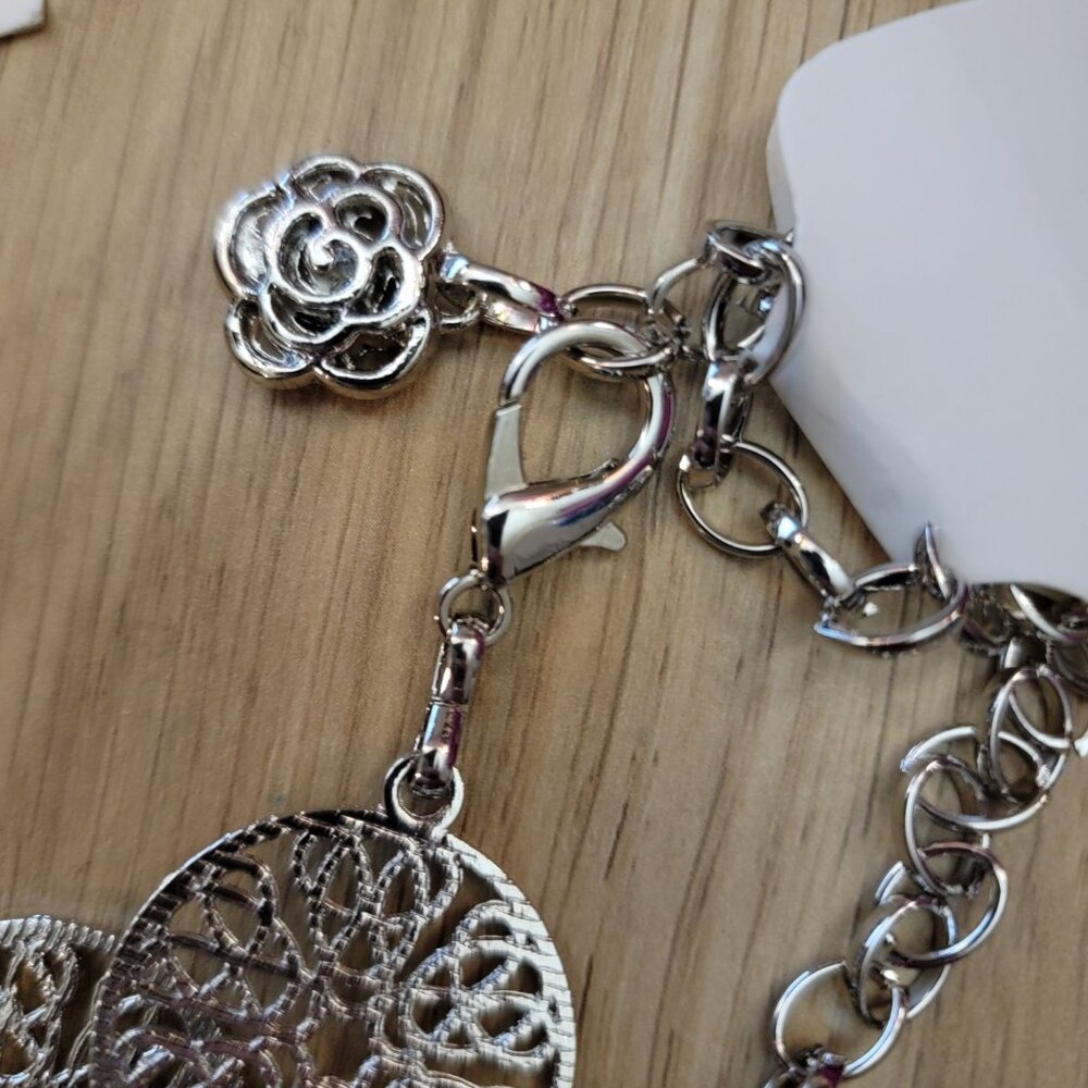 Silver Tone Filigree Medallion Chain Belt – Long Statement Belt – 39 Inches - Picture 3 of 3